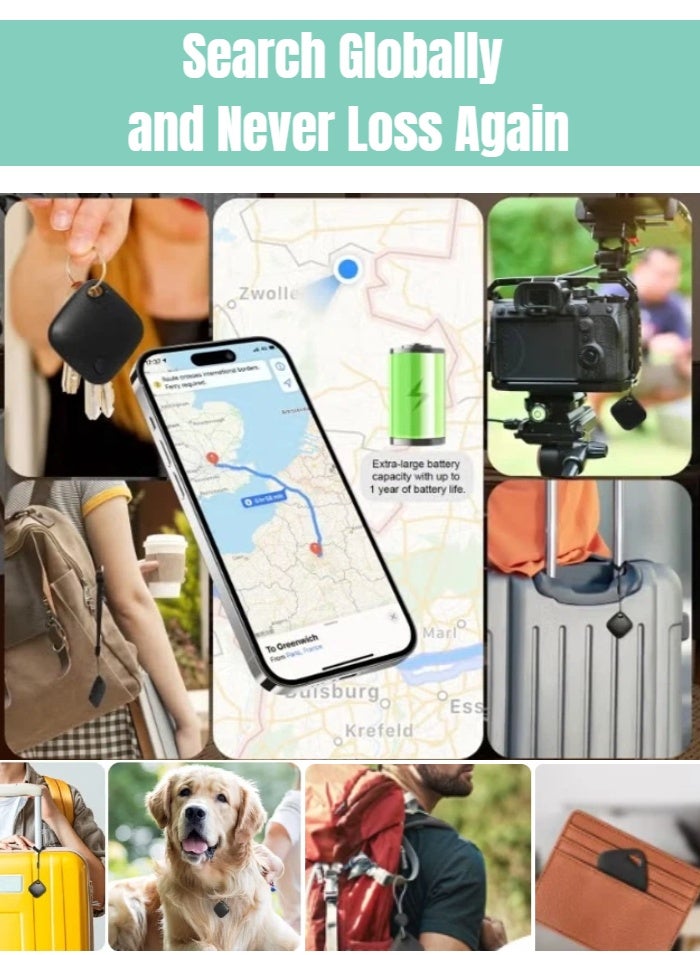  أورا سيليكت جهاز تتبع ذكي، جهاز تحديد موقع المفاتيح اللاسلكي يعمل مع Apple Find My (iOS فقط)، إنذار مضاد للضياع، حماية الخصوصية، جهاز تحديد موقع عن بعد للأطفال والحيوانات الأليفة والحقائب والمفاتيح والمحافظ والأمتعة والمزيد - أسود (عبوة واحدة) - Image 5